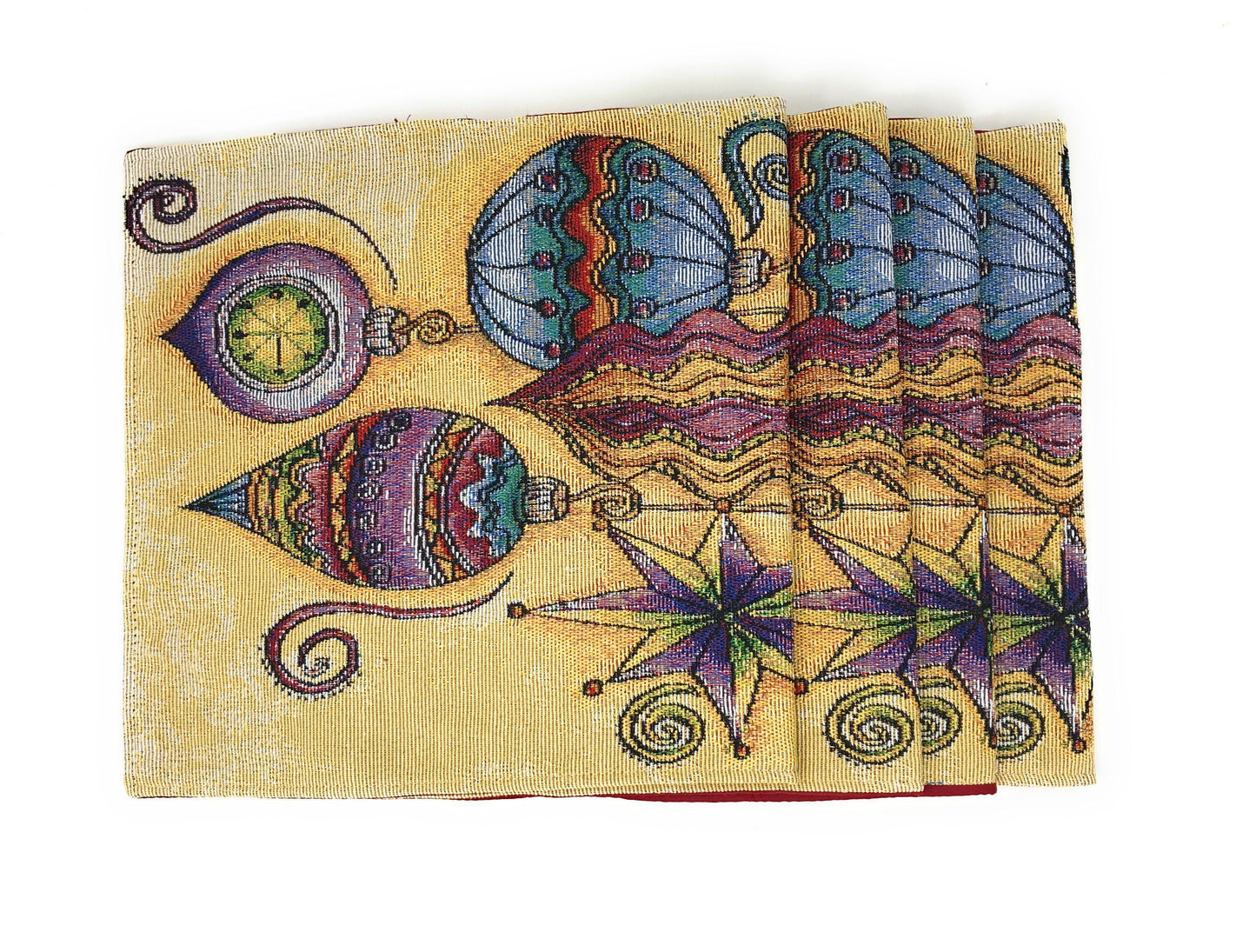 Set of 4 Starry Bohemian Lantern Ornaments Christmas Tapestry Placemats 13 x 19