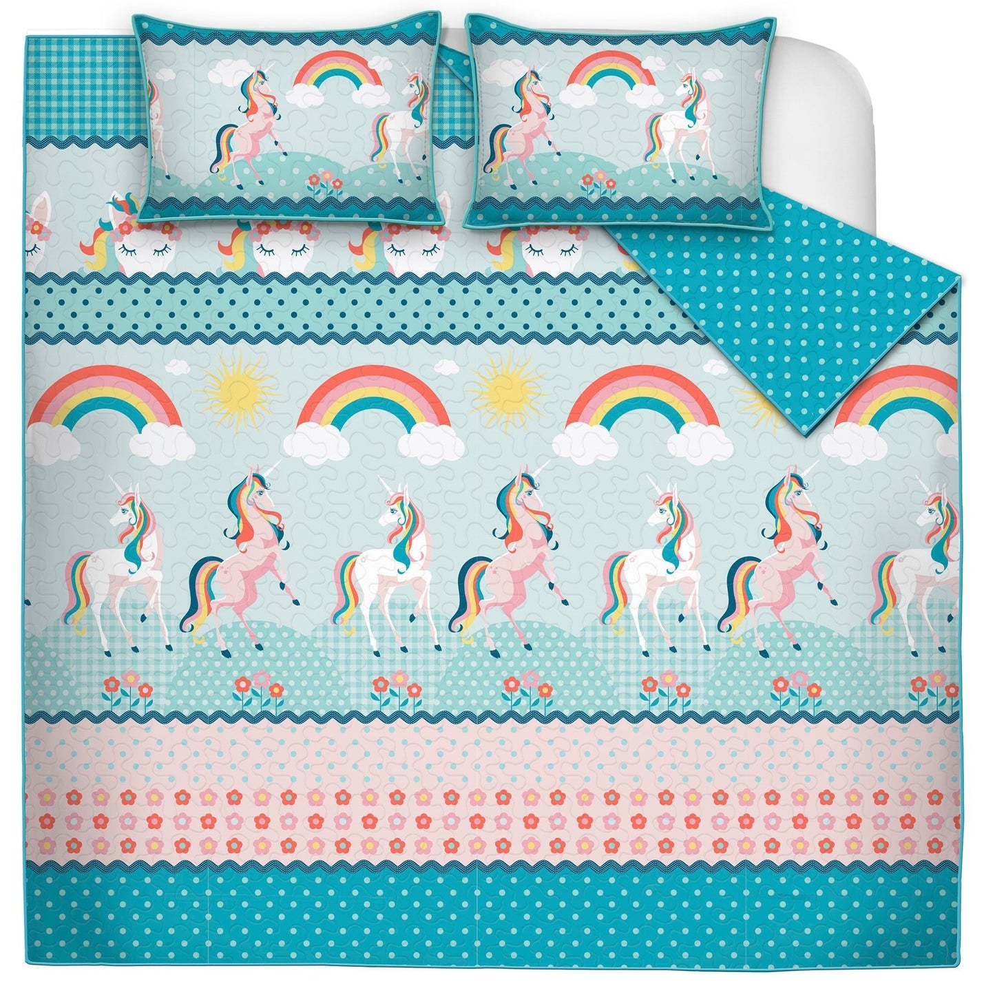 Quilt Twin 2 Piece Set Rainbow Kids Bedding DecoElegance