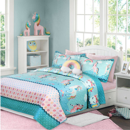 Quilt Twin 2 Piece Set Rainbow Kids Bedding DecoElegance