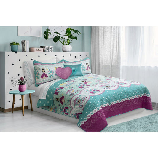 Fiona Queen Quilt 3 Piece Bedding Set For Kids Princess Theme