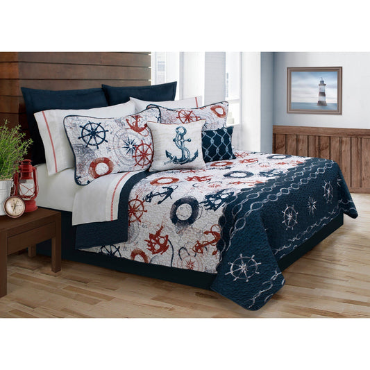 Bay Harbour Quilt Bedding Set 4 Piece Twin Navy For Kids