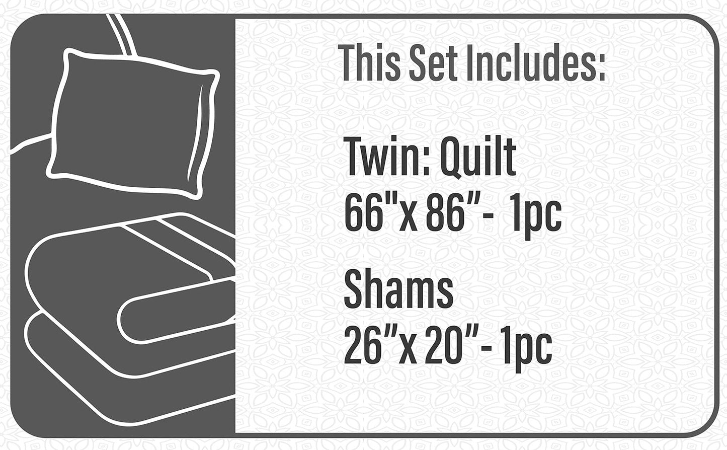 Majorca Kids Twin Quilt Bedding Set 2 Piece With Sham By DecoElegance
