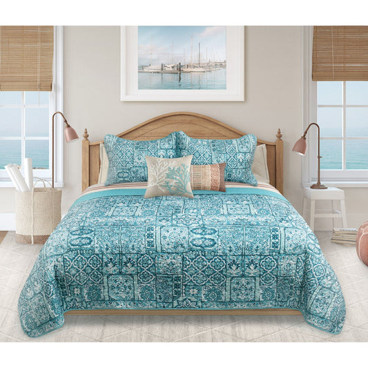 Luxurious Lisbon Queen Quilt Bedding Set 3 Piece Woven