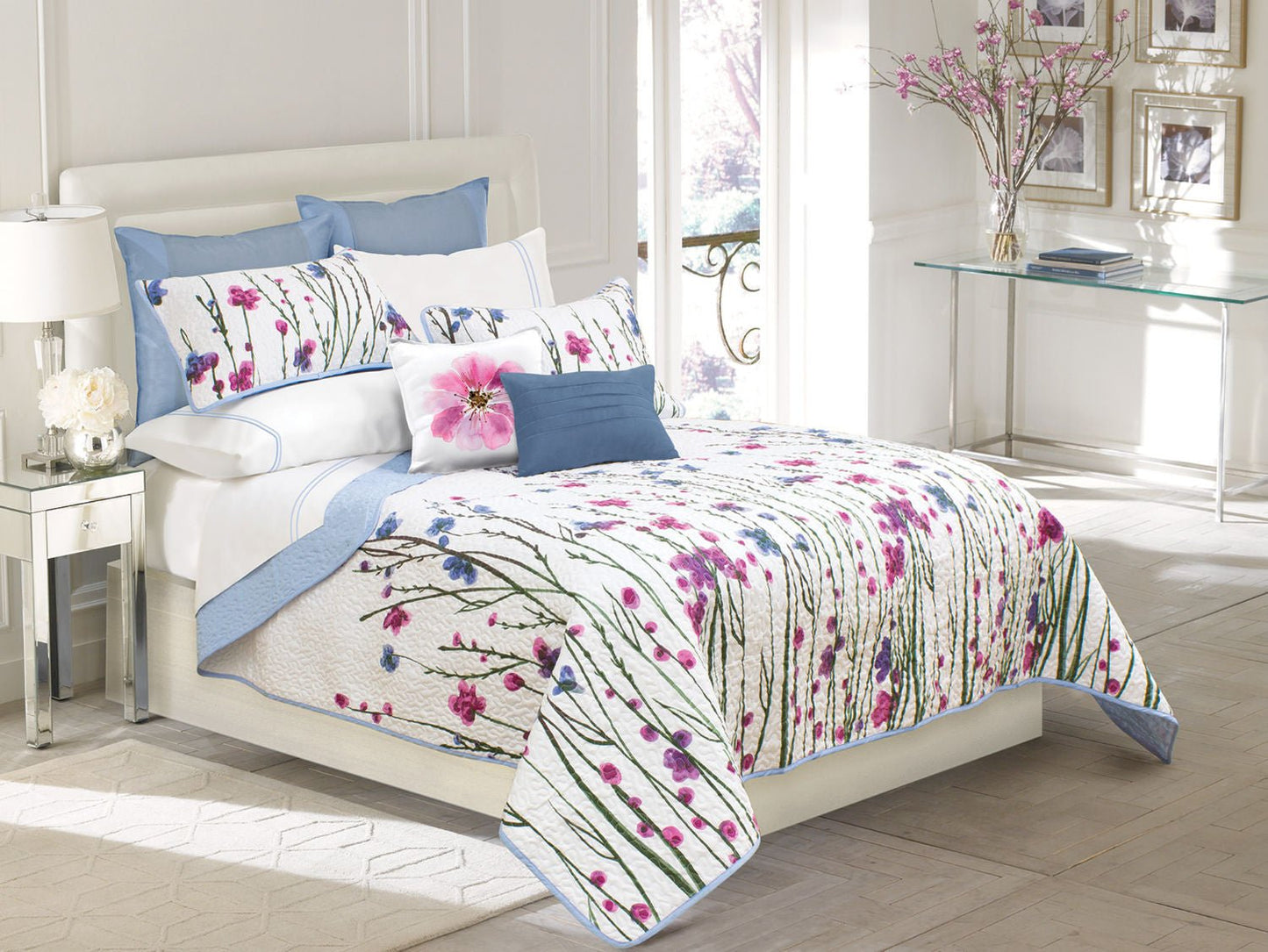 King Quilt Bedding Set 3 Piece Woven Sabrina By DecoElegance
