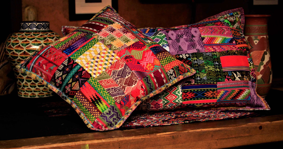 Handcrafted Huipile Pillow Cover – Vibrant Artisan Decor for Your Home