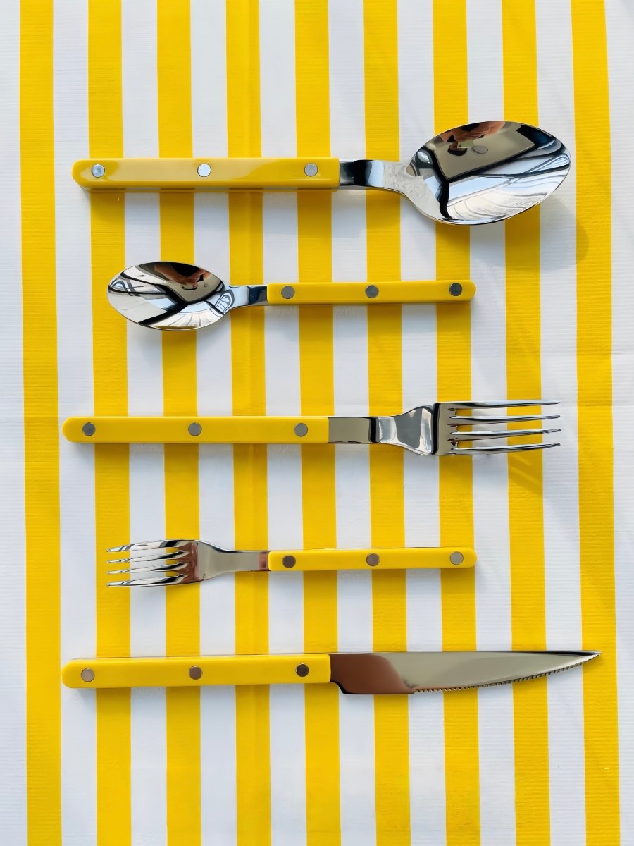 Dopamine Stainless Steel Rivet Flatware Set 10 Piece Bistrot Style