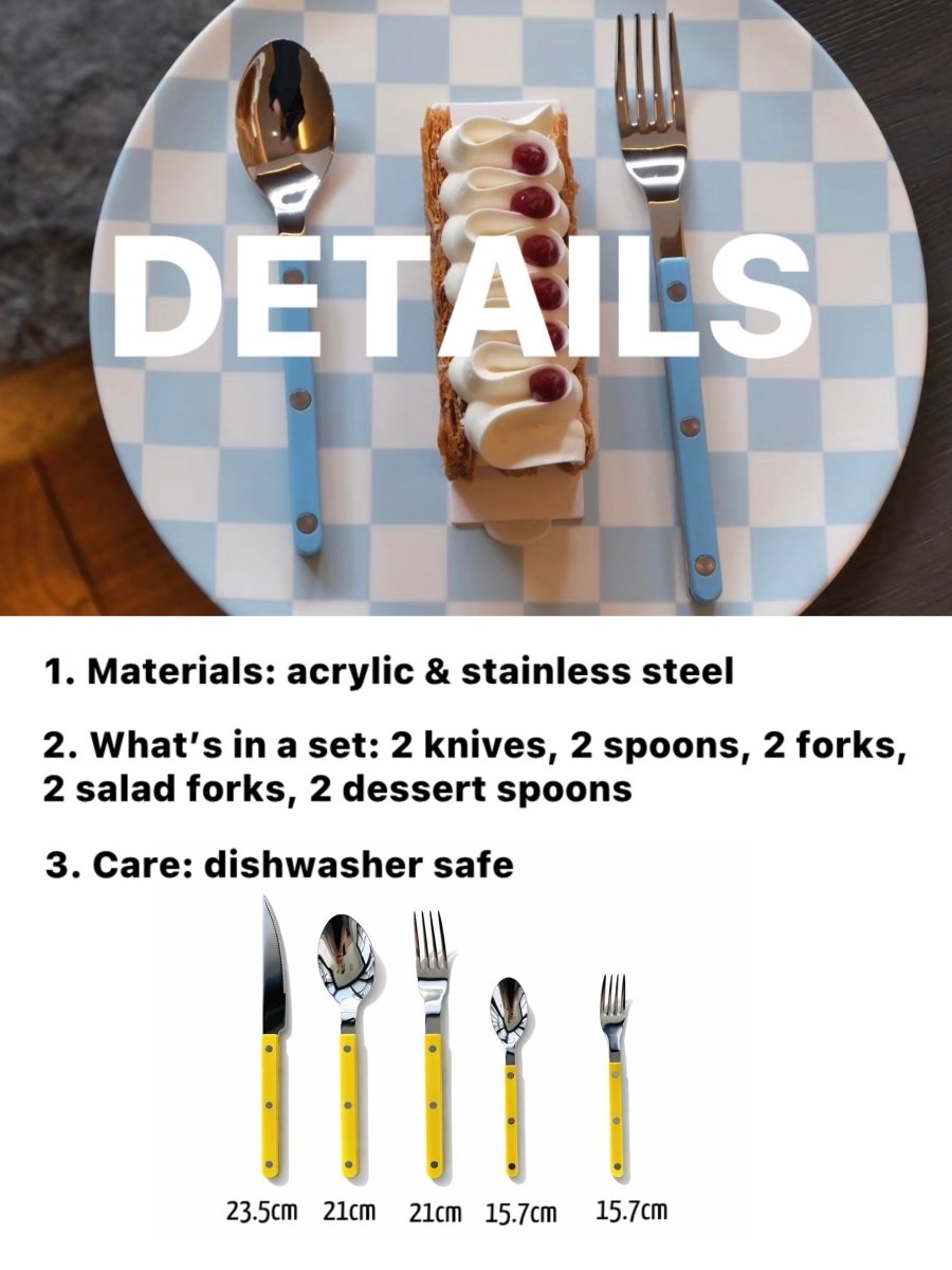 Dopamine Stainless Steel Rivet Flatware Set 10 Piece Bistrot Style