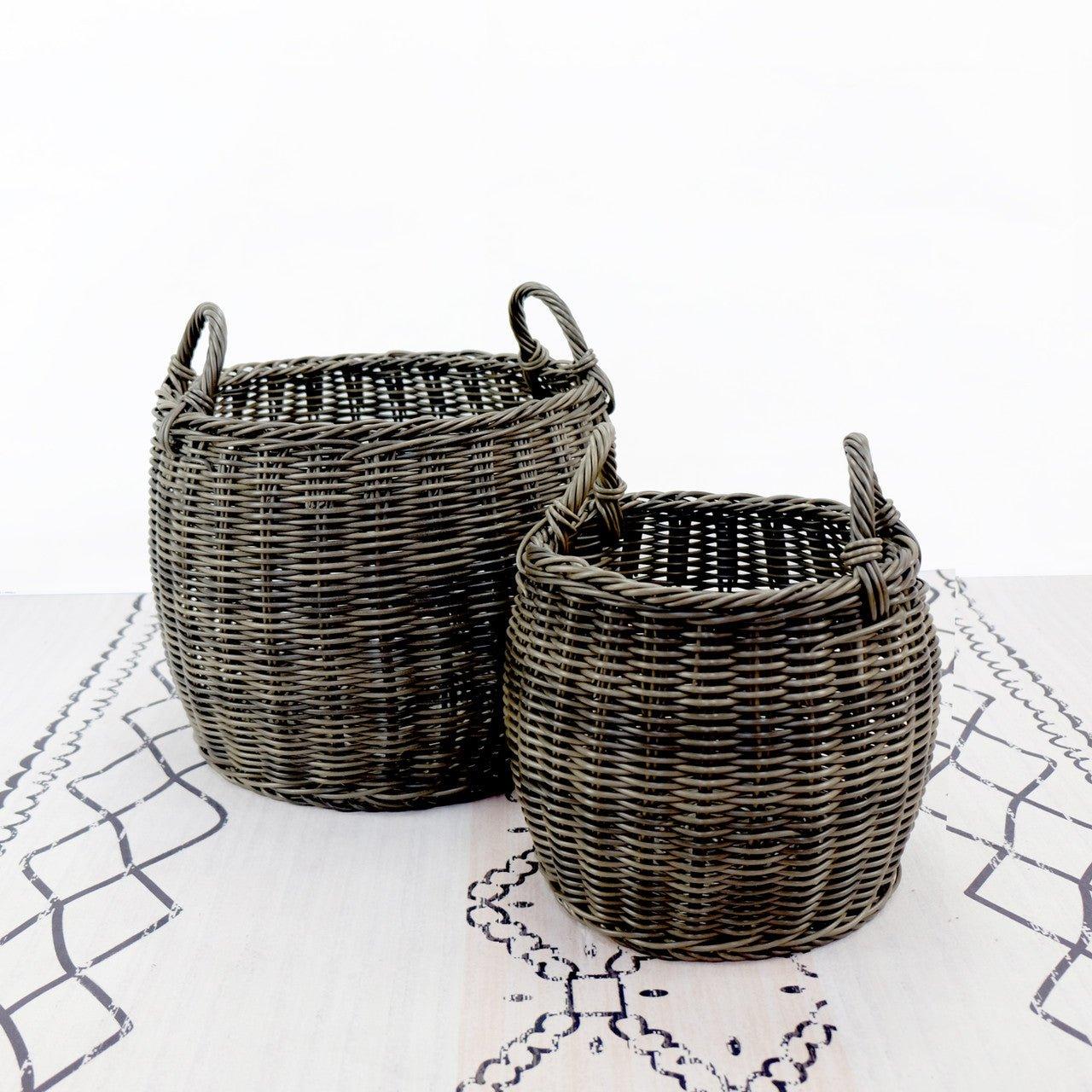 Set of 2 Hand-Woven Wicker Storage Baskets - 13" & 16.5" for Organizing Home Essentials