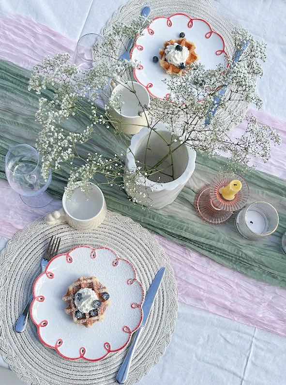 Set of 2 Cloud Ceramic Dinner Plates Cute Whimsical Set