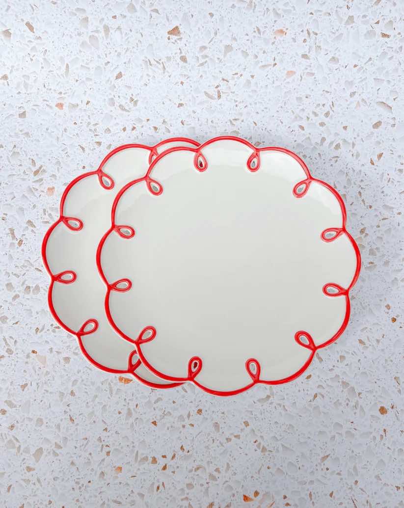 Set of 2 Cloud Ceramic Dinner Plates Cute Whimsical Set