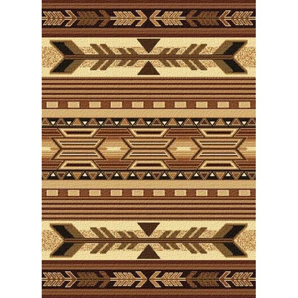 Southwestern rug with broken arrow and chevron pattern in desert colors.