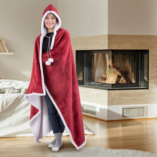 Super Soft Hooded Blanket Throw 51x71 Biking Red for Home Decor