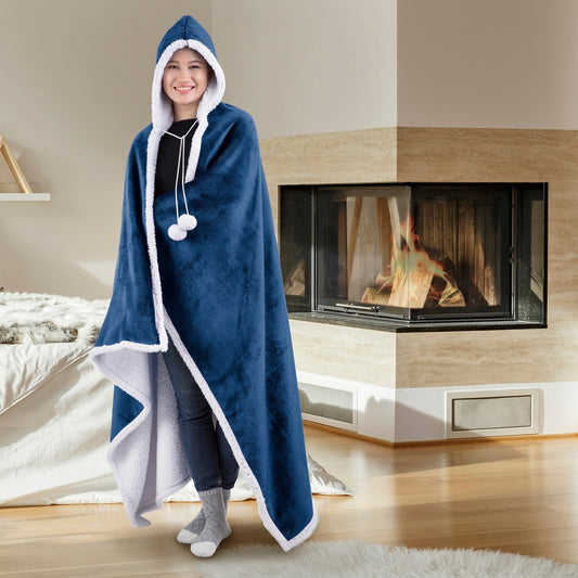 Hooded Blanket Throw 51X71 Cozy Home Decor Bedding China Blue