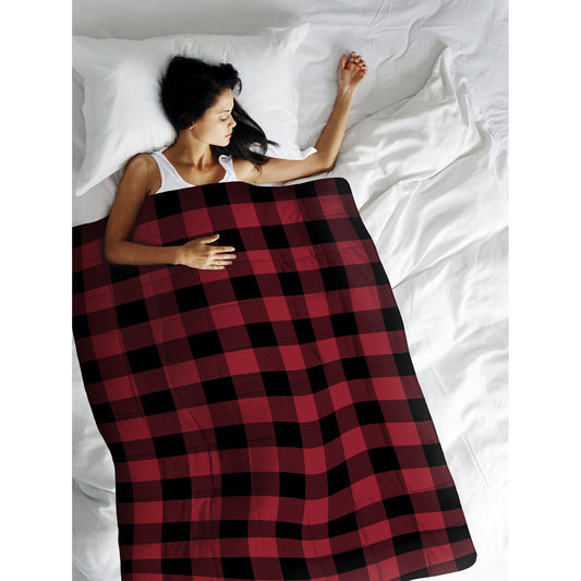 DecoElegance Woven Soft Weighted Blanket Throw 40x60 Red Buffalo Plaid