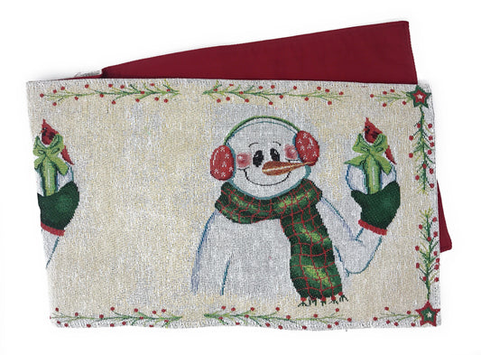 Magical Snowman Holiday Woven Tapestry Dining Table Runner