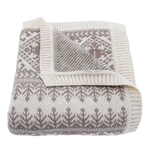 Cozy Taupe Forest Knit Blanket for Cabin Decor