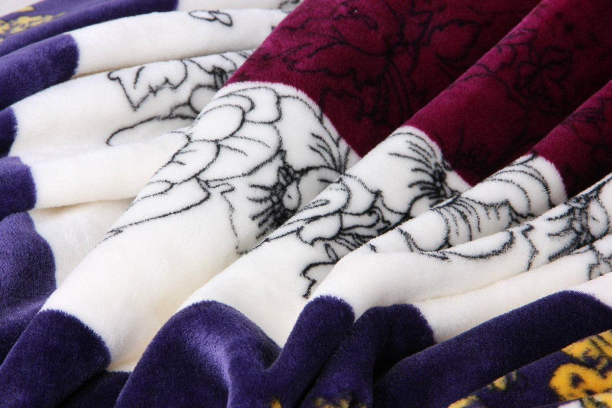 Floral striped carnation mink flannel fleece throw blanket XY9829