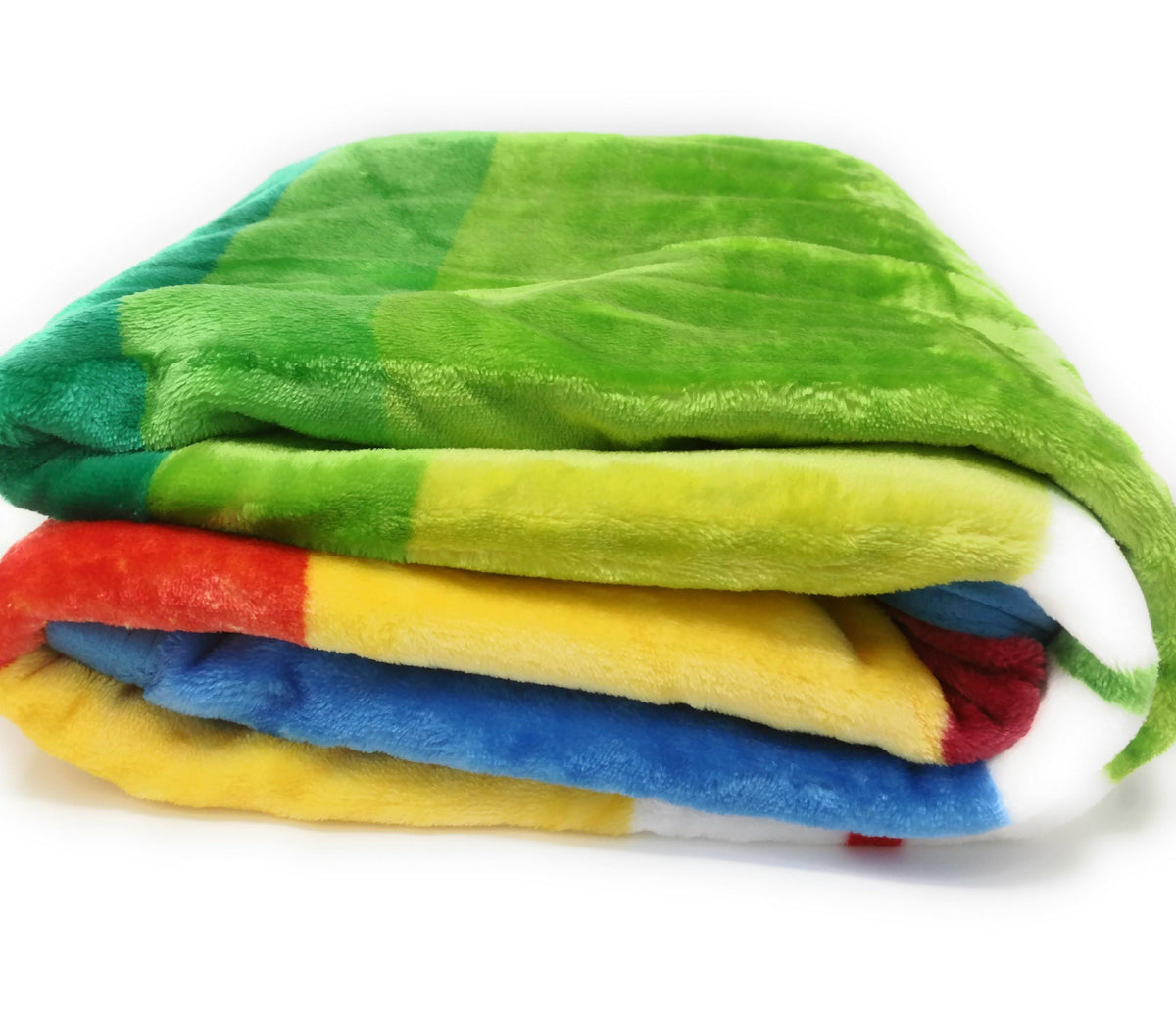 Rainbow striped reversible flannel fleece throw blanket