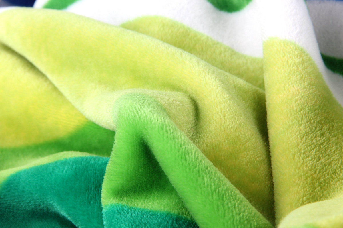 Rainbow striped luxe flannel fleece throw blanket, reversible.