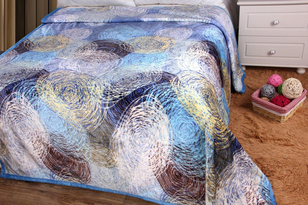 Navy blue abstract swirled fleece flannel throw blanket, 50x60 inches