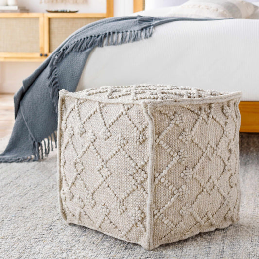 Toronto Hand Woven Wool Pouf-0