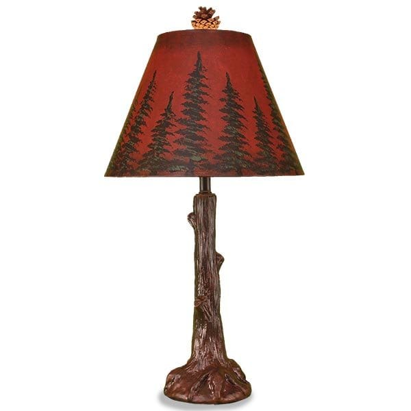 Lodge-Inspired Tree Trunk Lamp with Pine Cone Shade