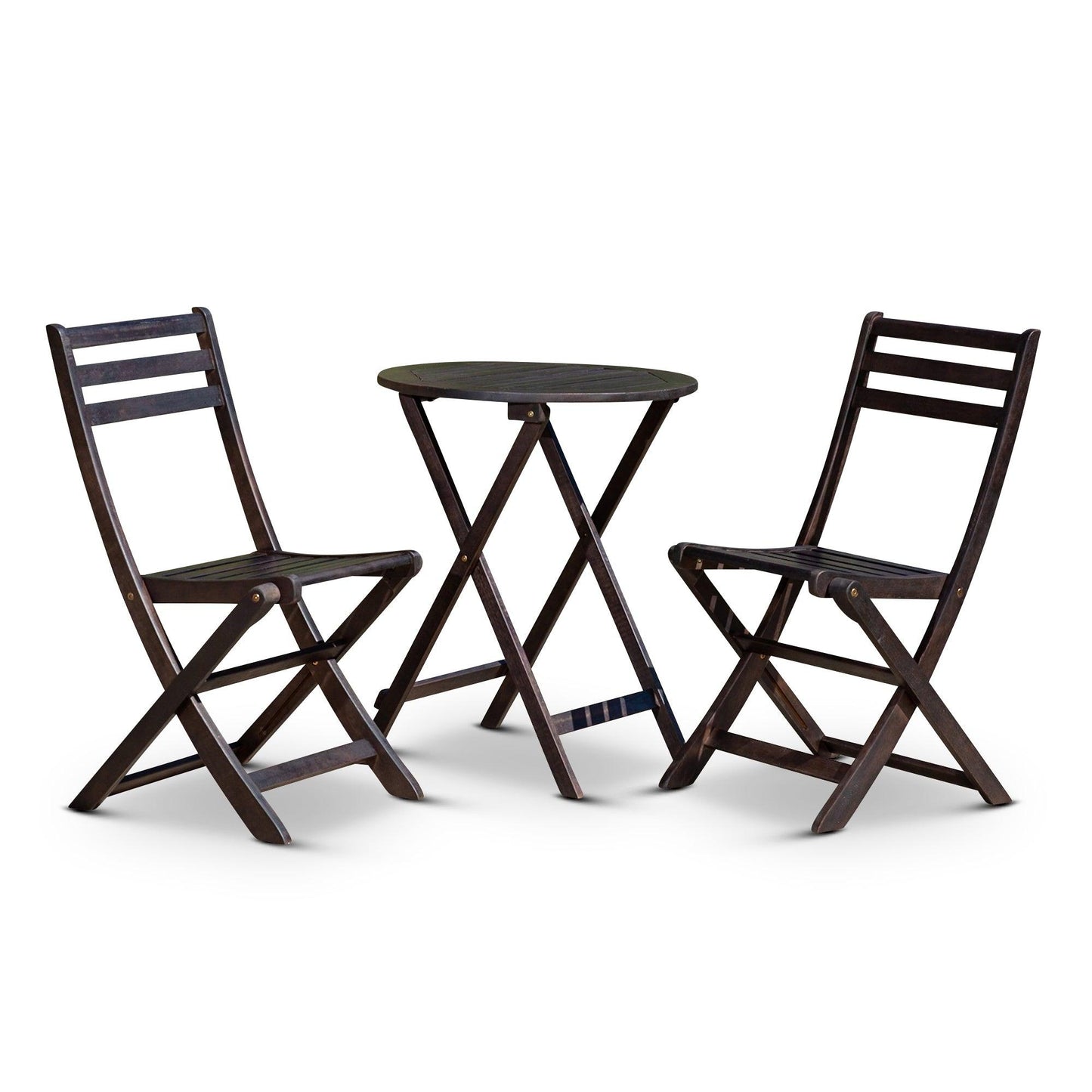 Eucalyptus Folding 3-Piece Café Bistro Set for Outdoor Spaces