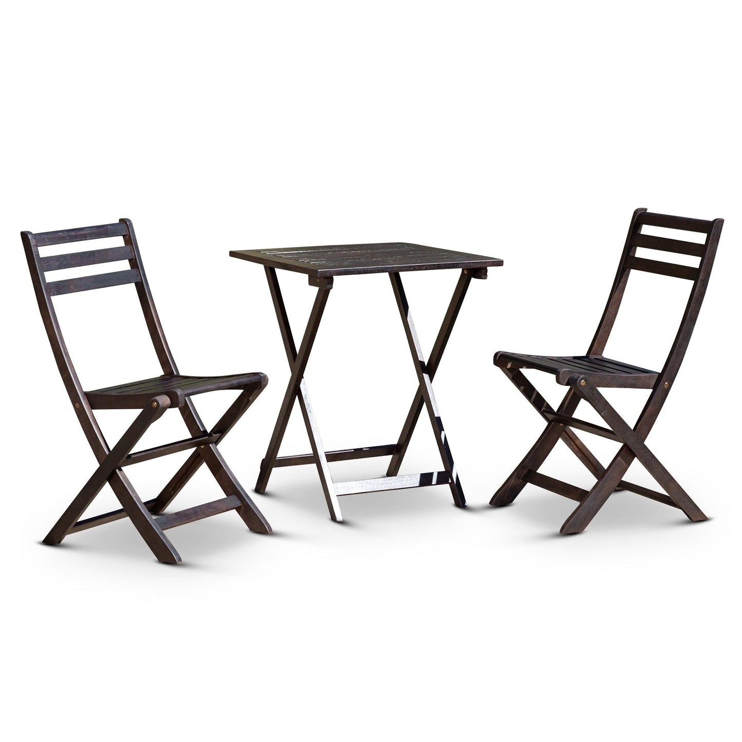 Eucalyptus Folding 3-Piece Café Bistro Set for Outdoor Spaces