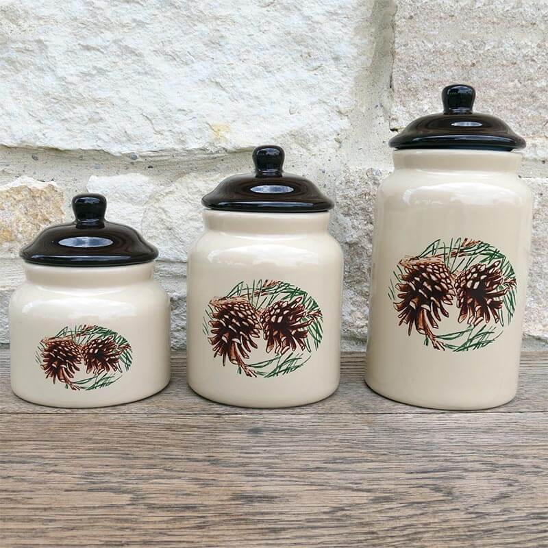 Forest Pinecone Canister Set for Elegant Kitchen Decor