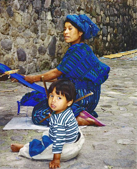 Blue Green Huipile Table Runner Handwoven In Guatemala Sunburst Design