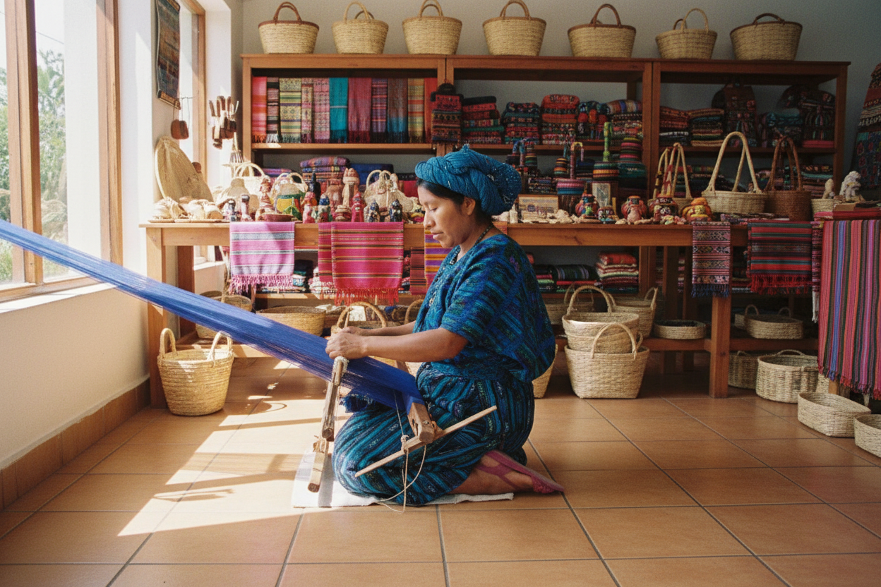 Blue Green Huipile Table Runner Handwoven In Guatemala Sunburst Design