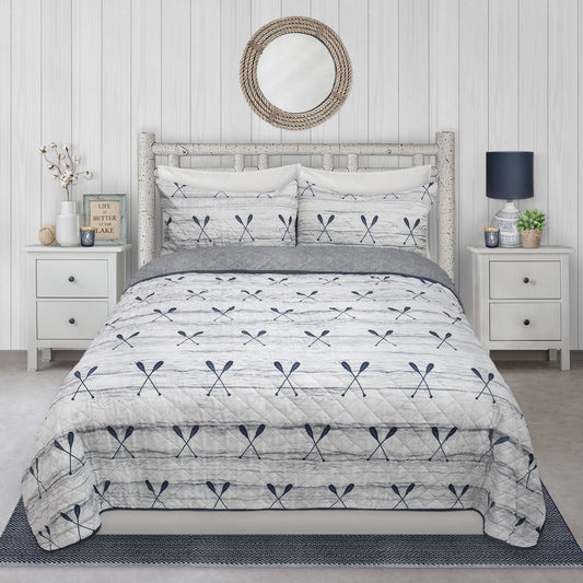 Woven Printed King Quilt Bedding Set 3 Piece DecoElegance