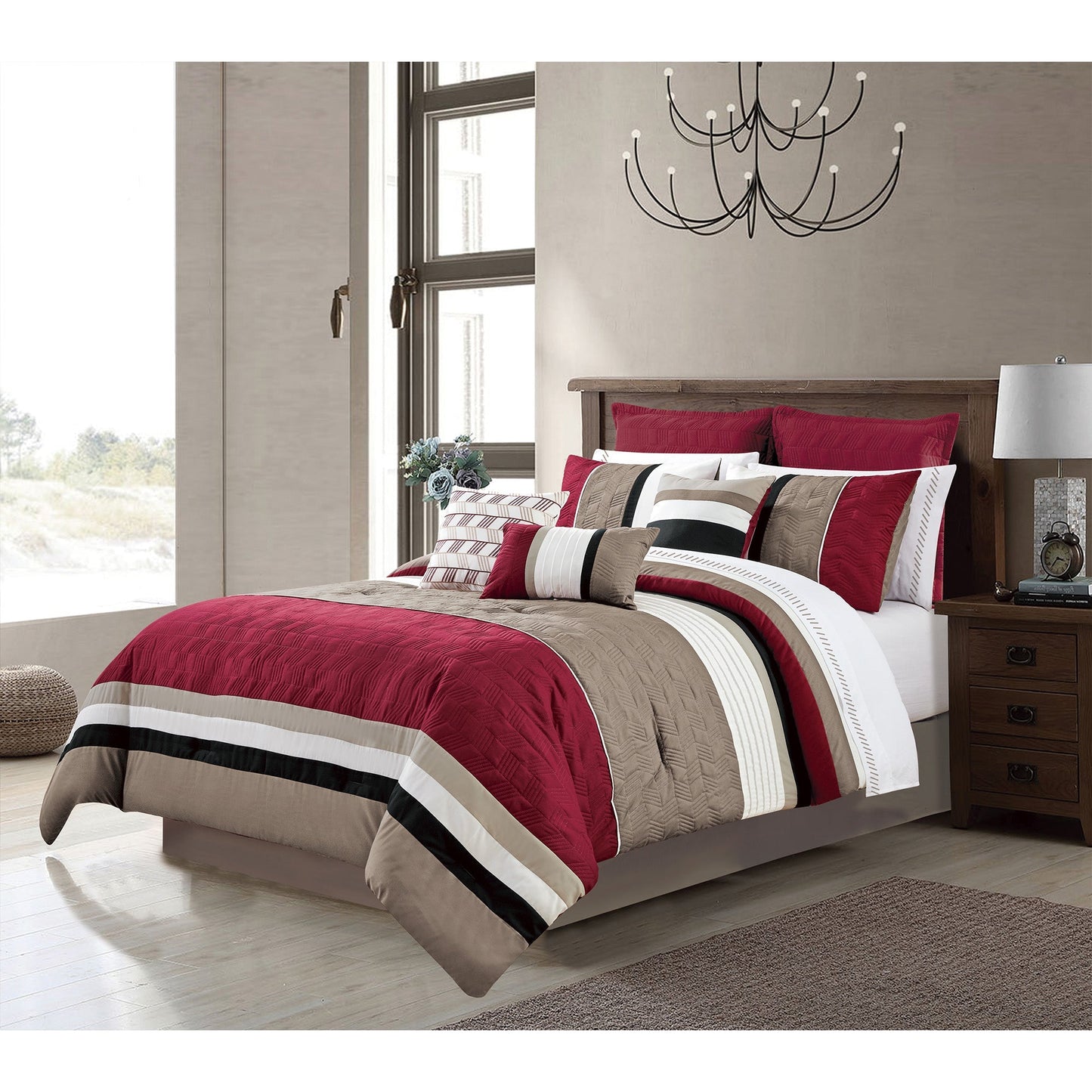 Madison Woven Comforter Bedding Set 7Pcs DecoElegance